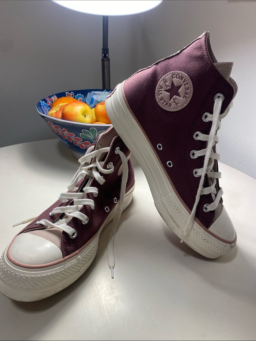 Converse High Top Sneakers - Wine with White Accents